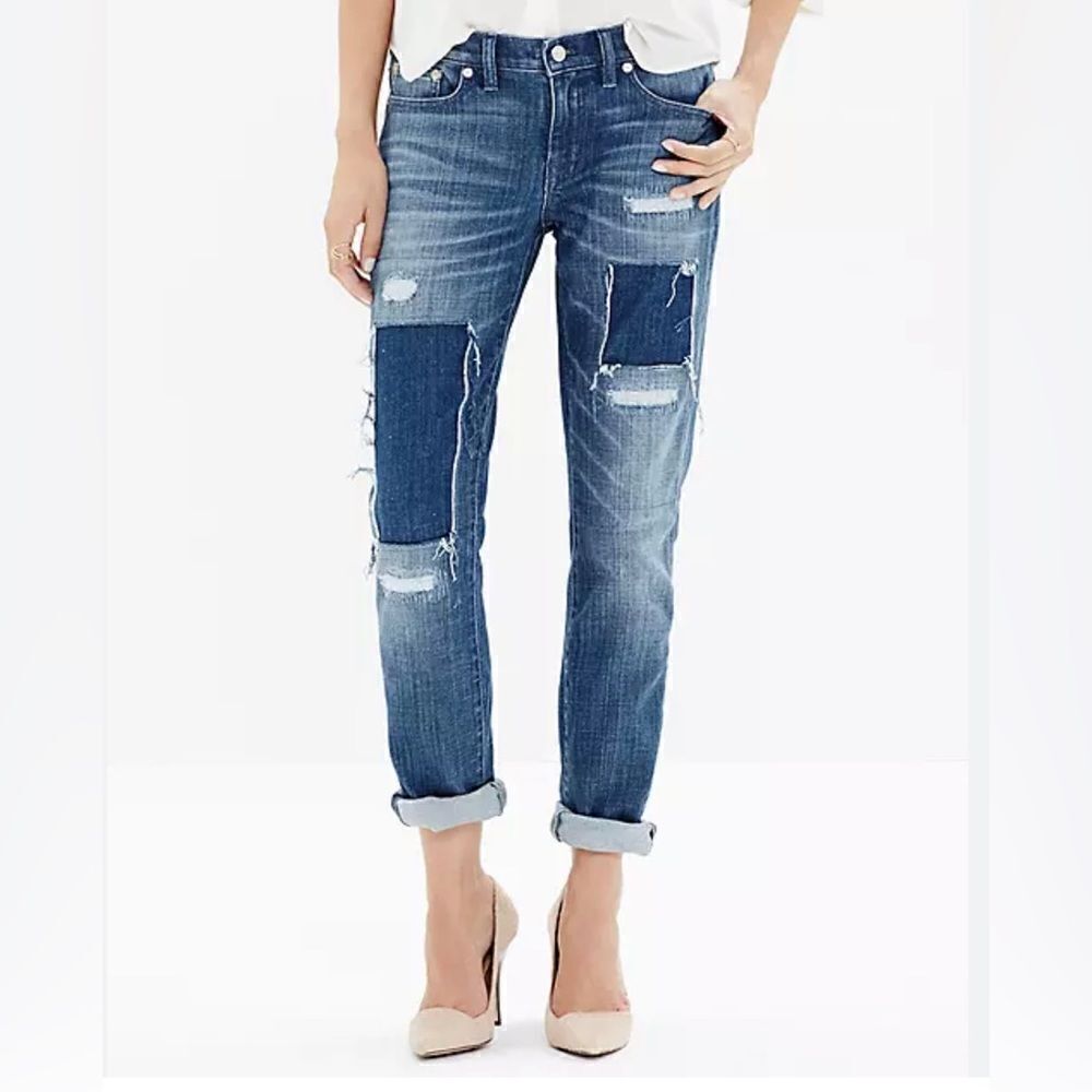 Madewell‎ The Slim Boyjean: Patched-Up in Springfield Wash jeans size 24